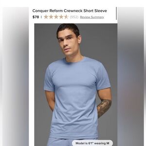 ALO Yoga Conquer Reform Short Sleeve Light Blue XL